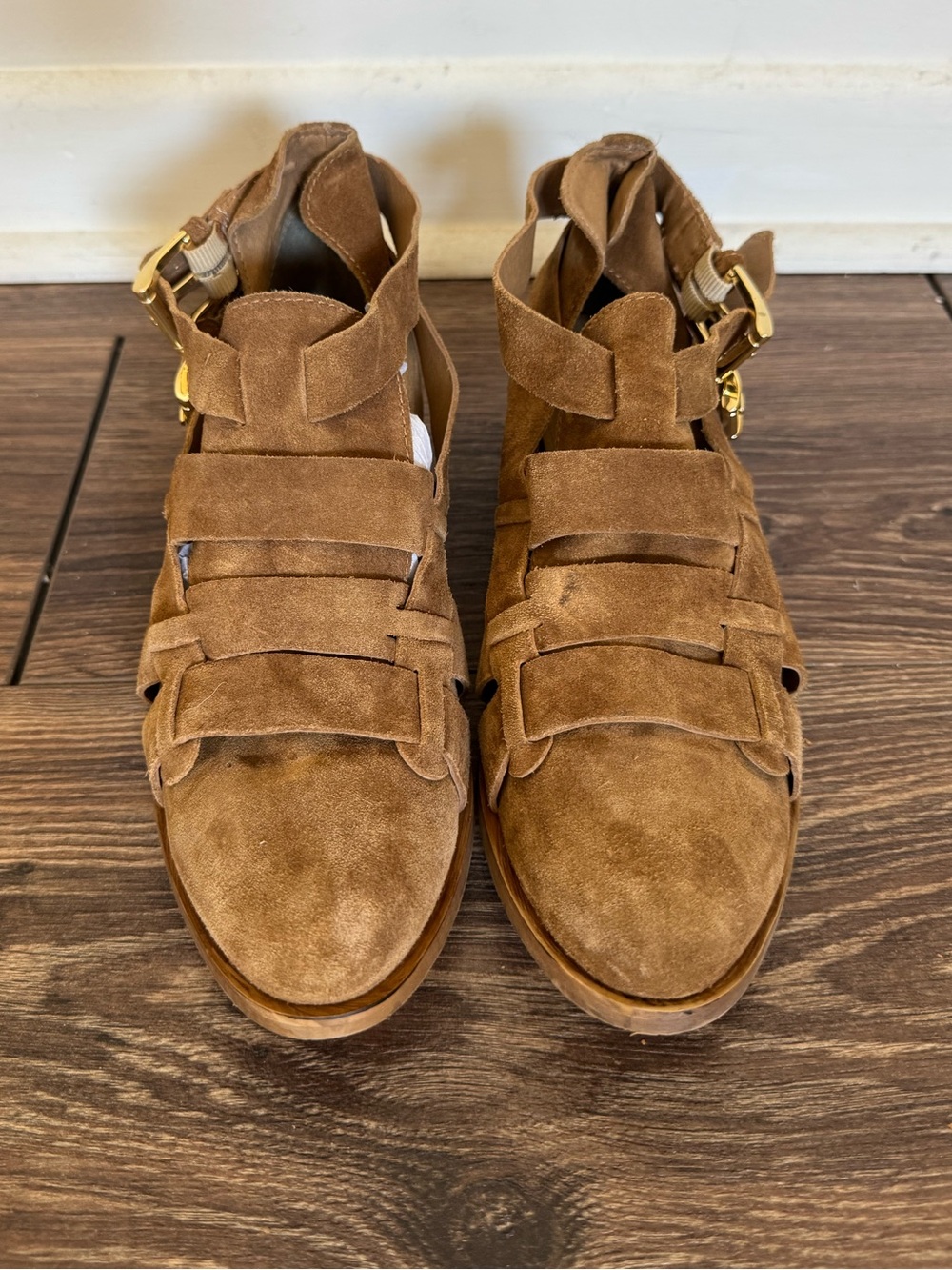 House of Harlow Taupe Suede Woven Booties 39